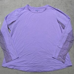 Ibkul Shirt Womens XXL Purple Mesh Long Sleeve Performance Stretch Golf Athletic